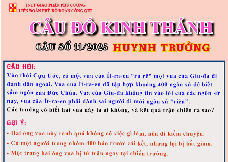 CÂU SỐ 11/2025 – DÀNH CHO HUYNH TRƯỞNG