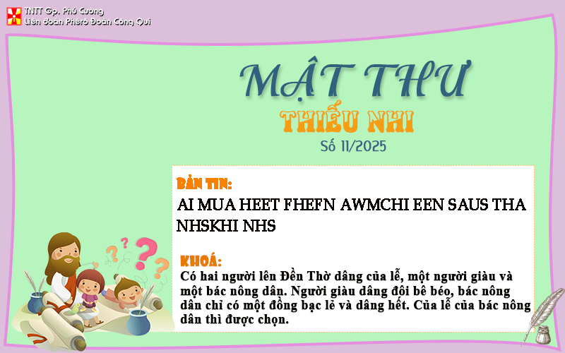 MẬT THƯ SỐ 11/2025 – DÀNH CHO THIẾU NHI
