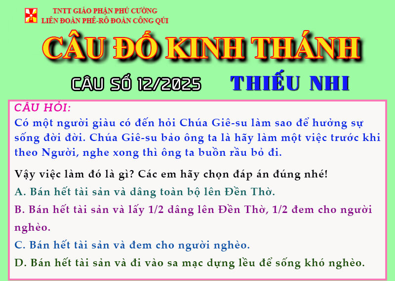 CÂU SỐ 12/2025 – DÀNH CHO THIẾU NHI