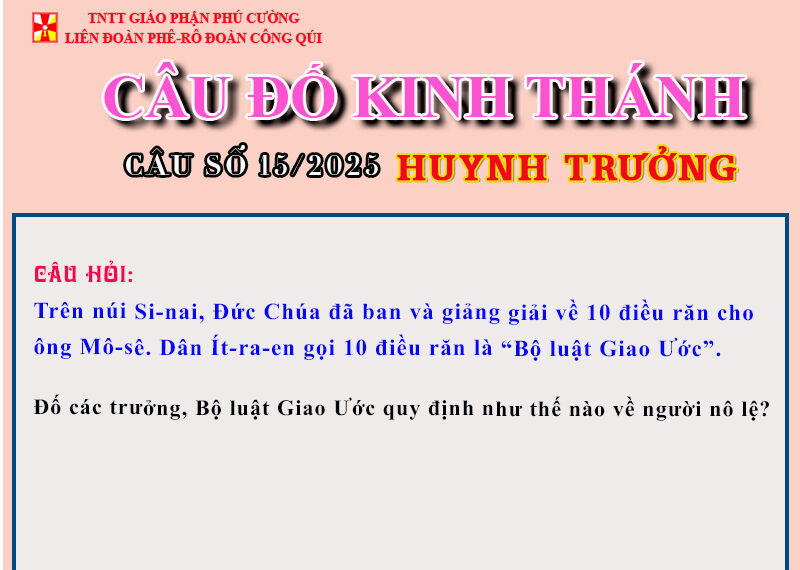 CÂU SỐ 15/2025 – DÀNH CHO HUYNH TRƯỞNG