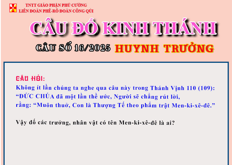 CÂU SỐ 16/2025 – DÀNH CHO HUYNH TRƯỞNG