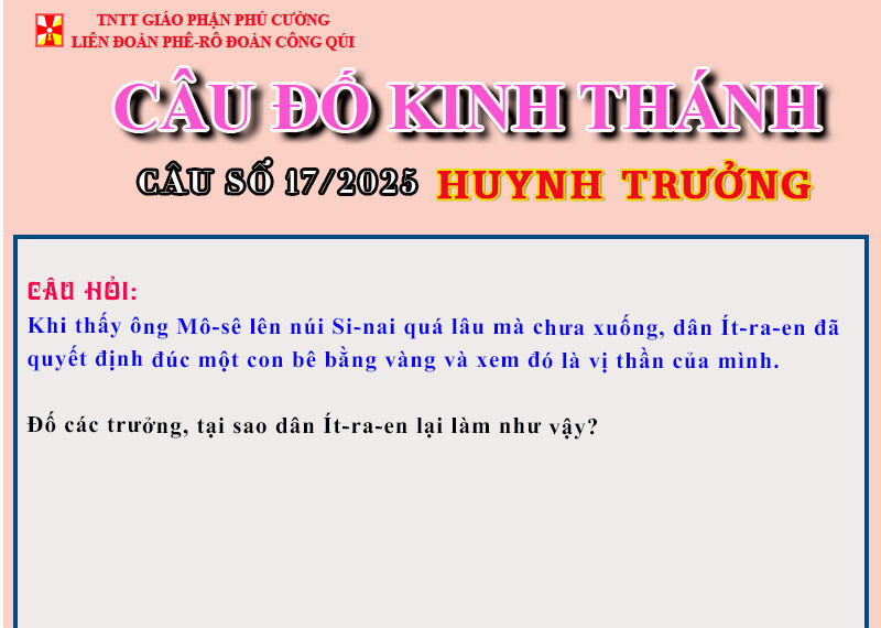 CÂU SỐ 17/2025 – DÀNH CHO HUYNH TRƯỞNG