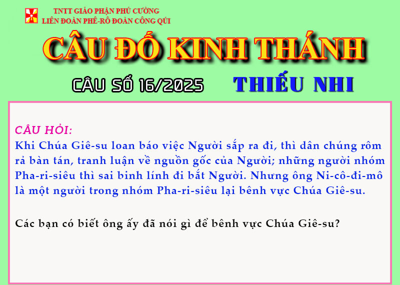 CÂU SỐ 16/2025 – DÀNH CHO THIẾU NHI