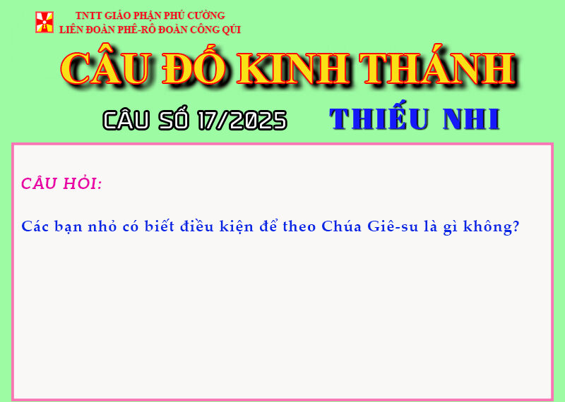 CÂU SỐ 17/2025 – DÀNH CHO THIẾU NHI