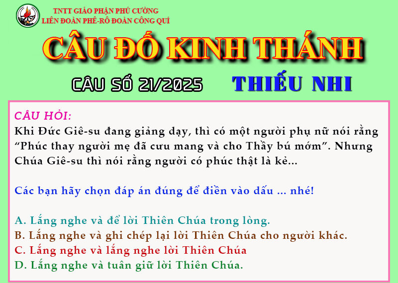 CÂU SỐ 21/2025 – DÀNH CHO THIẾU NHI