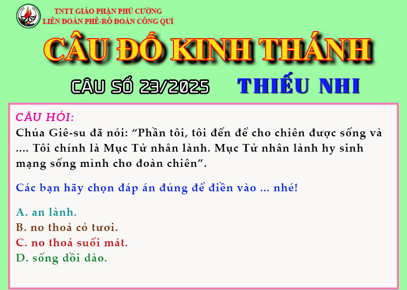 CÂU SỐ 23/2025 – DÀNH CHO THIẾU NHI