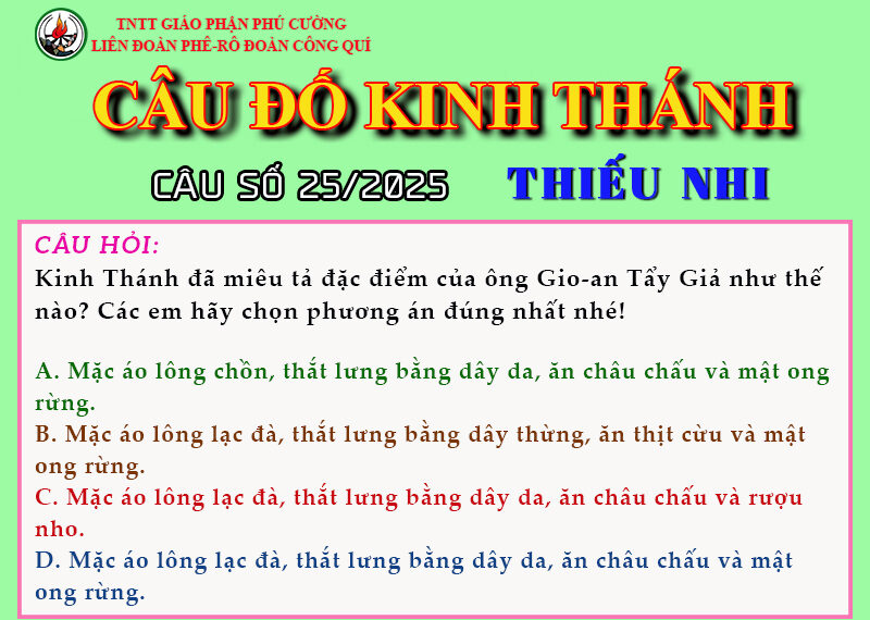 CÂU SỐ 25/2025 – DÀNH CHO THIẾU NHI