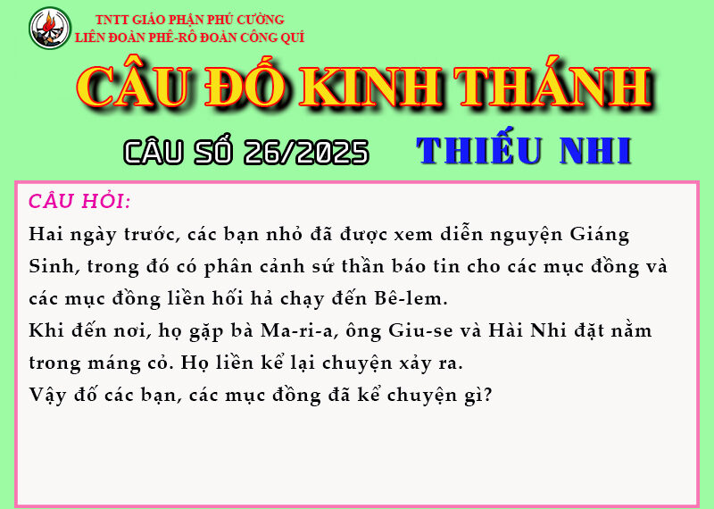 CÂU SỐ 26/2025 – DÀNH CHO THIẾU NHI