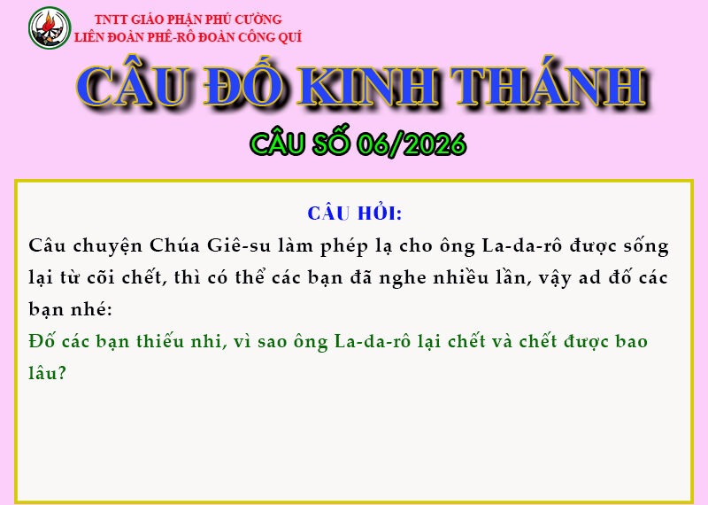 CÂU SỐ 06/2026 – DÀNH CHO THIẾU NHI