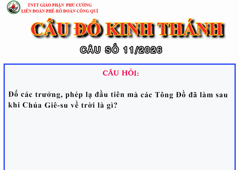 CÂU SỐ 11/2026 – DÀNH CHO HUYNH TRƯỞNG