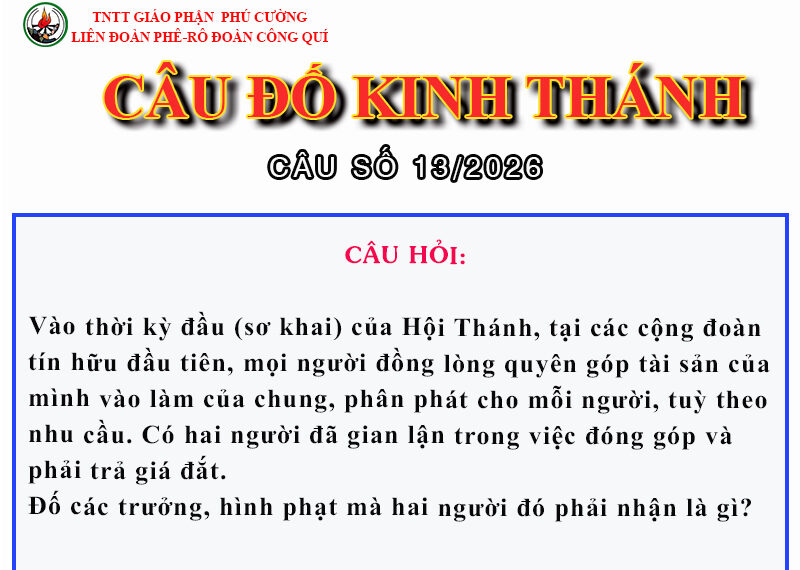 CÂU SỐ 13/2026 – DÀNH CHO HUYNH TRƯỞNG