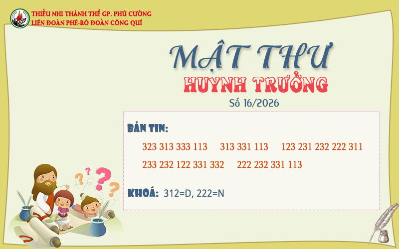MẬT THƯ SỐ 16/2026 – DÀNH CHO HUYNH TRƯỞNG
