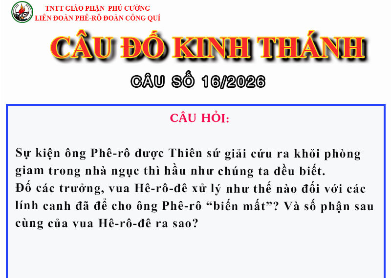 CÂU SỐ 16/2026 – DÀNH CHO HUYNH TRƯỞNG
