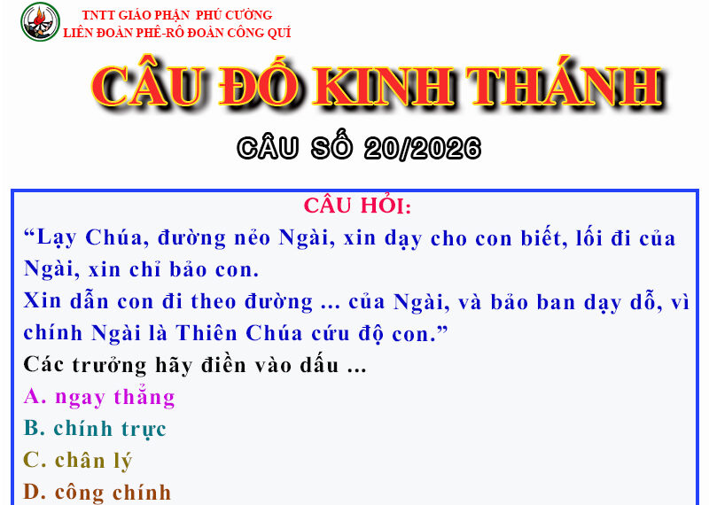 CÂU SỐ 20/2026 – DÀNH CHO HUYNH TRƯỞNG